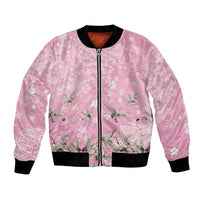 Cranes Sakura Floral Pink Pastel Bomber Jacket Hawaii Japan Culture - Polynesian Pride