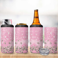 Cranes Sakura Floral Pink Pastel 4 in 1 Can Cooler Tumbler Hawaii Japan Culture - Polynesian Pride