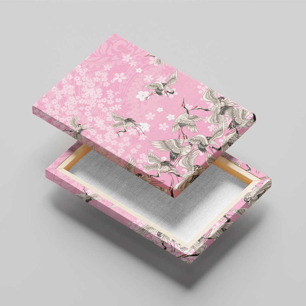 Cranes Sakura Floral Pink Pastel Canvas Wall Art Hawaii Japan Culture - Polynesian Pride
