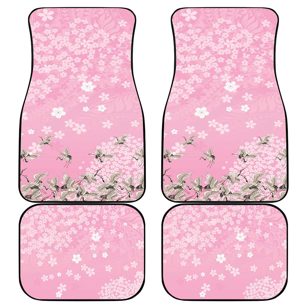 Cranes Sakura Floral Pink Pastel Car Mats Hawaii Japan Culture - Polynesian Pride