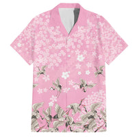Cranes Sakura Floral Pink Pastel Family Matching Off The Shoulder Long Sleeve Dress and Hawaiian Shirt Hawaii Japan Culture - Polynesian Pride