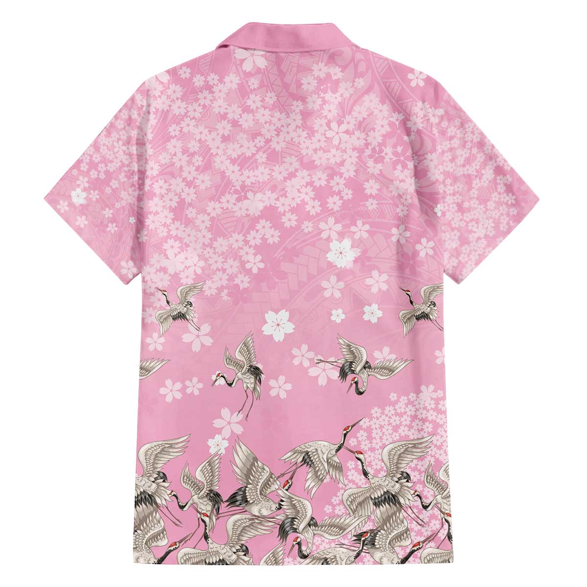 Cranes Sakura Floral Pink Pastel Family Matching Off The Shoulder Long Sleeve Dress and Hawaiian Shirt Hawaii Japan Culture - Polynesian Pride