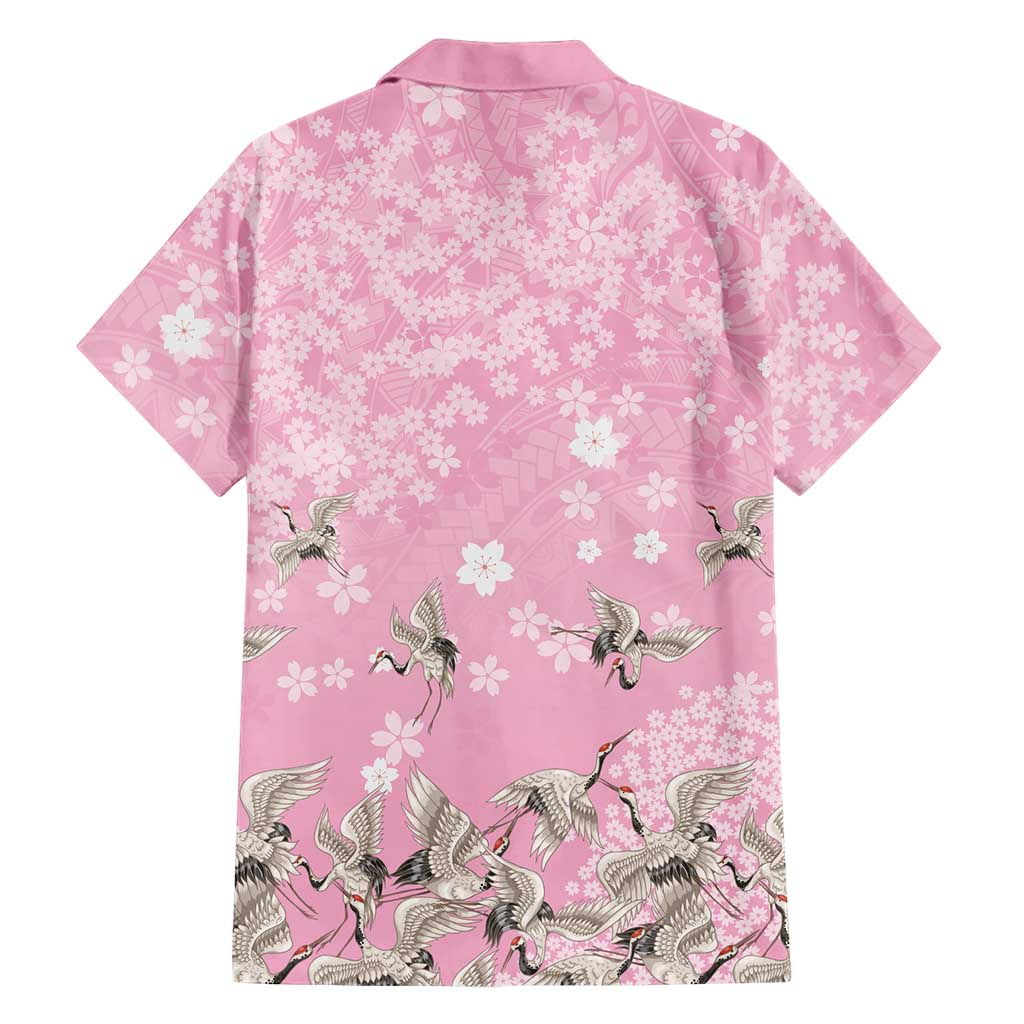 Cranes Sakura Floral Pink Pastel Family Matching Puletasi and Hawaiian Shirt Hawaii Japan Culture LT01 - Polynesian Pride