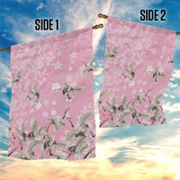 Cranes Sakura Floral Pink Pastel Garden Flag Hawaii Japan Culture - Polynesian Pride