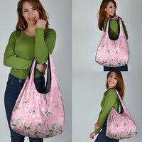 Cranes Sakura Floral Pink Pastel Grocery Bag Hawaii Japan Culture - Polynesian Pride
