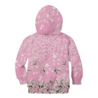 Cranes Sakura Floral Pink Pastel Kid Hoodie Hawaii Japan Culture - Polynesian Pride