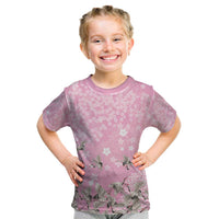 Cranes Sakura Floral Pink Pastel Kid T Shirt Hawaii Japan Culture - Polynesian Pride