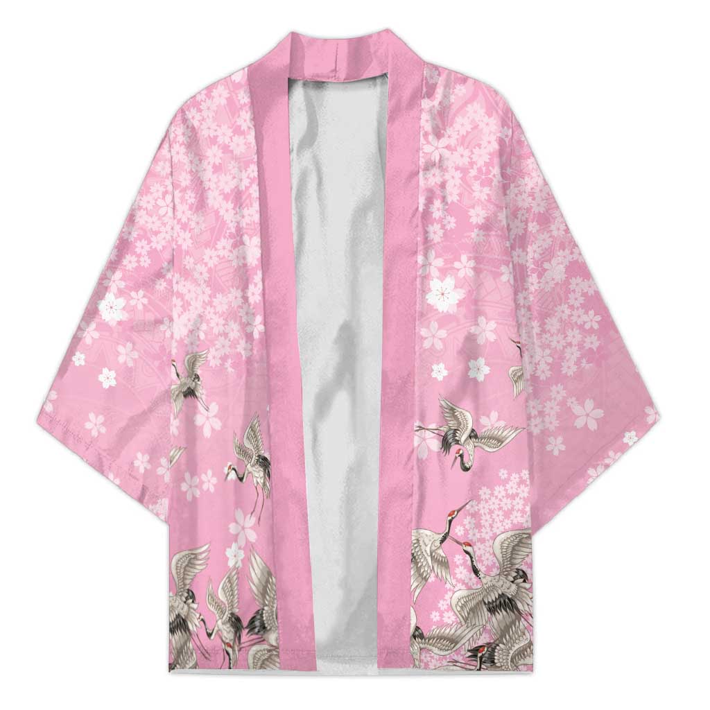 Cranes Sakura Floral Pink Pastel Kimono Hawaii Japan Culture LT01 Unisex Pink - Polynesian Pride