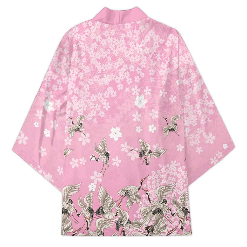 Cranes Sakura Floral Pink Pastel Kimono Hawaii Japan Culture - Polynesian Pride