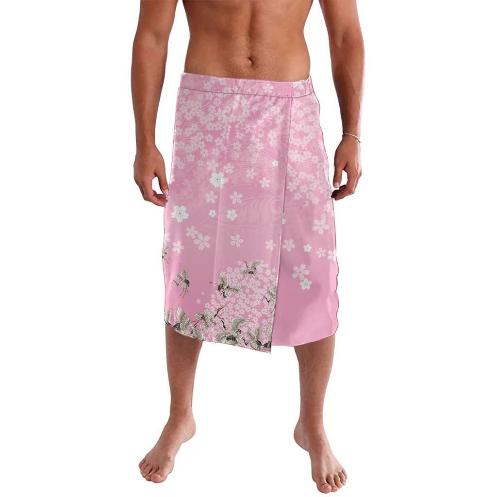 Cranes Sakura Floral Pink Pastel Lavalava Hawaii Japan Culture LT01 Pink - Polynesian Pride