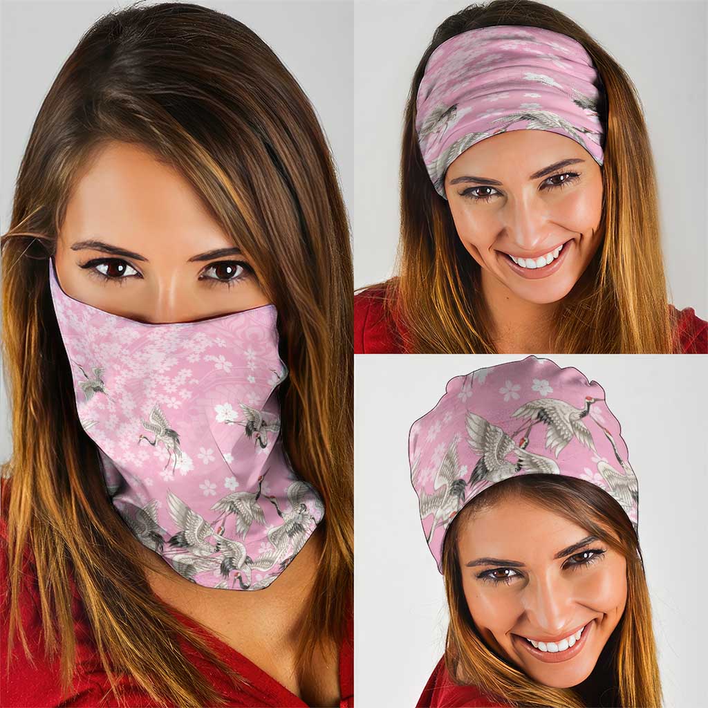 Cranes Sakura Floral Pink Pastel Neck Gaiter Hawaii Japan Culture - Polynesian Pride