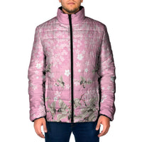 Cranes Sakura Floral Pink Pastel Padded Jacket Hawaii Japan Culture - Polynesian Pride