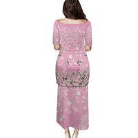 Cranes Sakura Floral Pink Pastel Puletasi Hawaii Japan Culture - Polynesian Pride