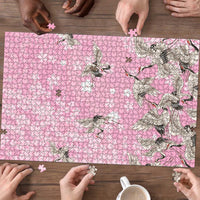 Cranes Sakura Floral Pink Pastel Puzzle Hawaii Japan Culture - Polynesian Pride