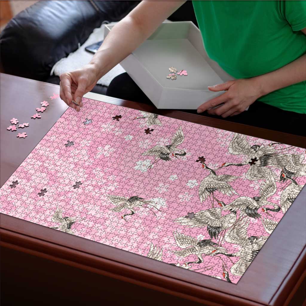 Cranes Sakura Floral Pink Pastel Puzzle Hawaii Japan Culture - Polynesian Pride
