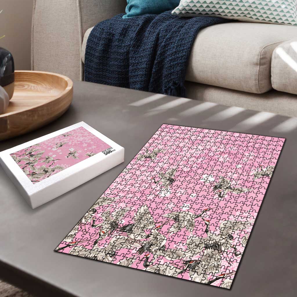 Cranes Sakura Floral Pink Pastel Puzzle Hawaii Japan Culture - Polynesian Pride