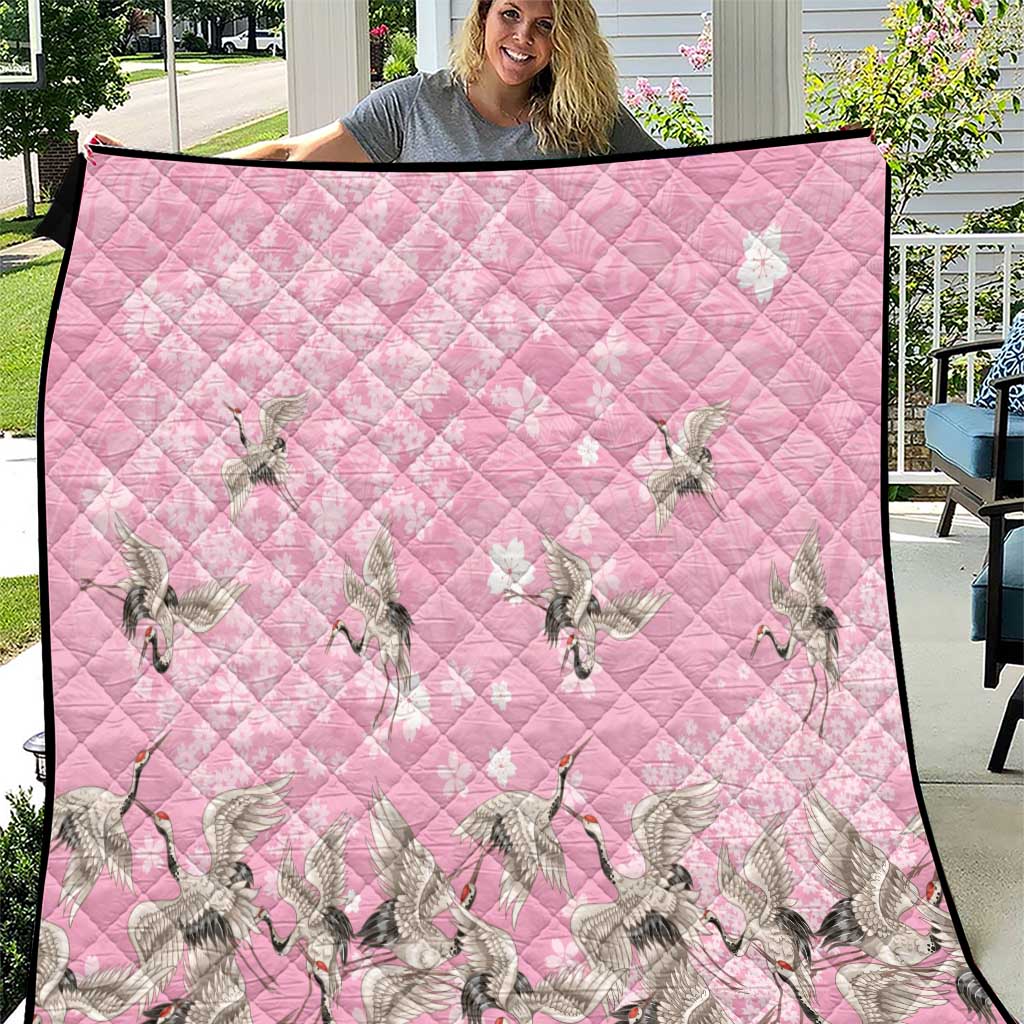Cranes Sakura Floral Pink Pastel Quilt Hawaii Japan Culture LT01 Pink - Polynesian Pride