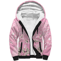Cranes Sakura Floral Pink Pastel Sherpa Hoodie Hawaii Japan Culture - Polynesian Pride
