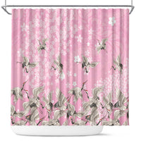 Cranes Sakura Floral Pink Pastel Shower Curtain Hawaii Japan Culture - Polynesian Pride