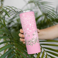 Cranes Sakura Floral Pink Pastel Skinny Tumbler Hawaii Japan Culture - Polynesian Pride