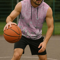 Cranes Sakura Floral Pink Pastel Sleeveless Hoodie Hawaii Japan Culture - Polynesian Pride