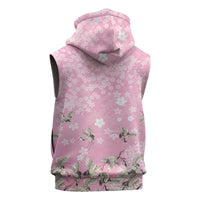 Cranes Sakura Floral Pink Pastel Sleeveless Zip Hoodie Hawaii Japan Culture - Polynesian Pride
