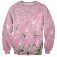 Cranes Sakura Floral Pink Pastel Sweatshirt Hawaii Japan Culture - Polynesian Pride