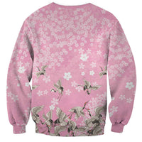Cranes Sakura Floral Pink Pastel Sweatshirt Hawaii Japan Culture - Polynesian Pride