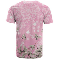 Cranes Sakura Floral Pink Pastel T Shirt Hawaii Japan Culture - Polynesian Pride