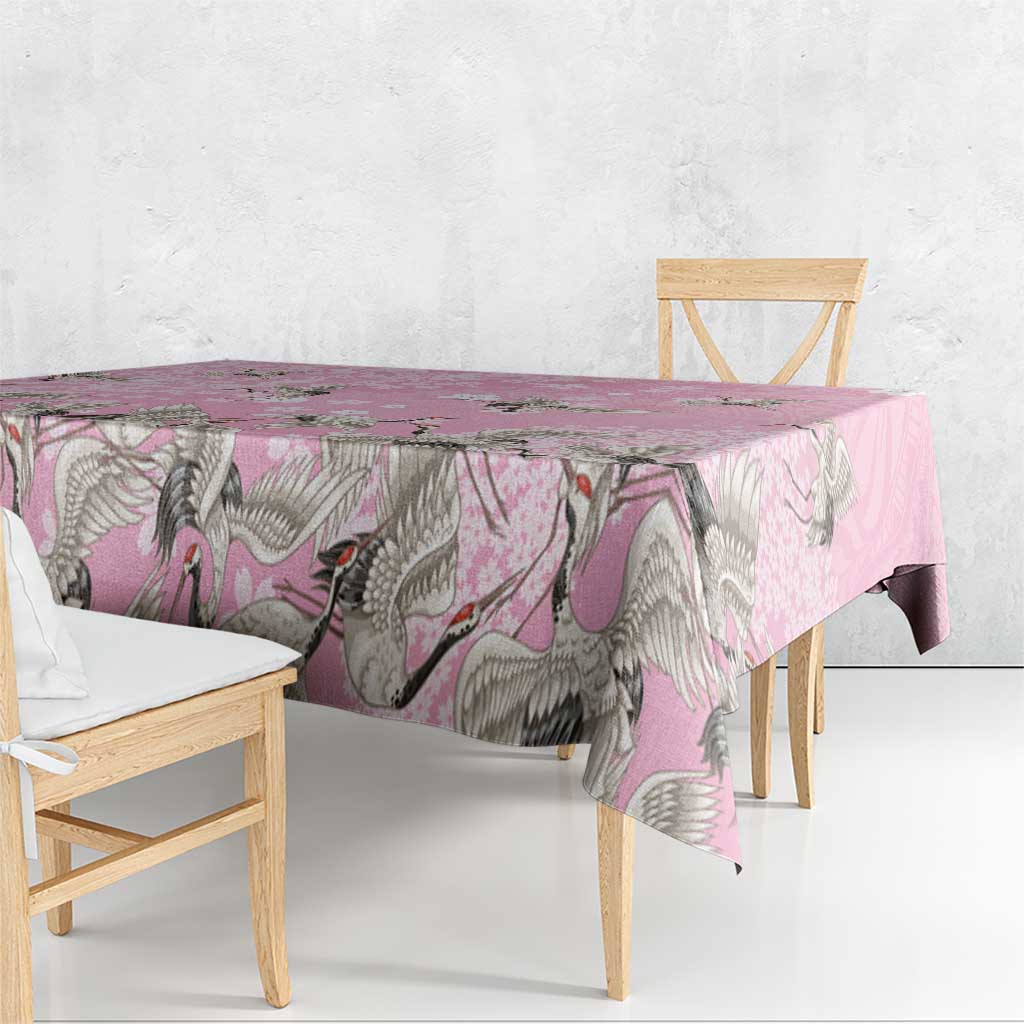 Cranes Sakura Floral Pink Pastel Tablecloth Hawaii Japan Culture - Polynesian Pride