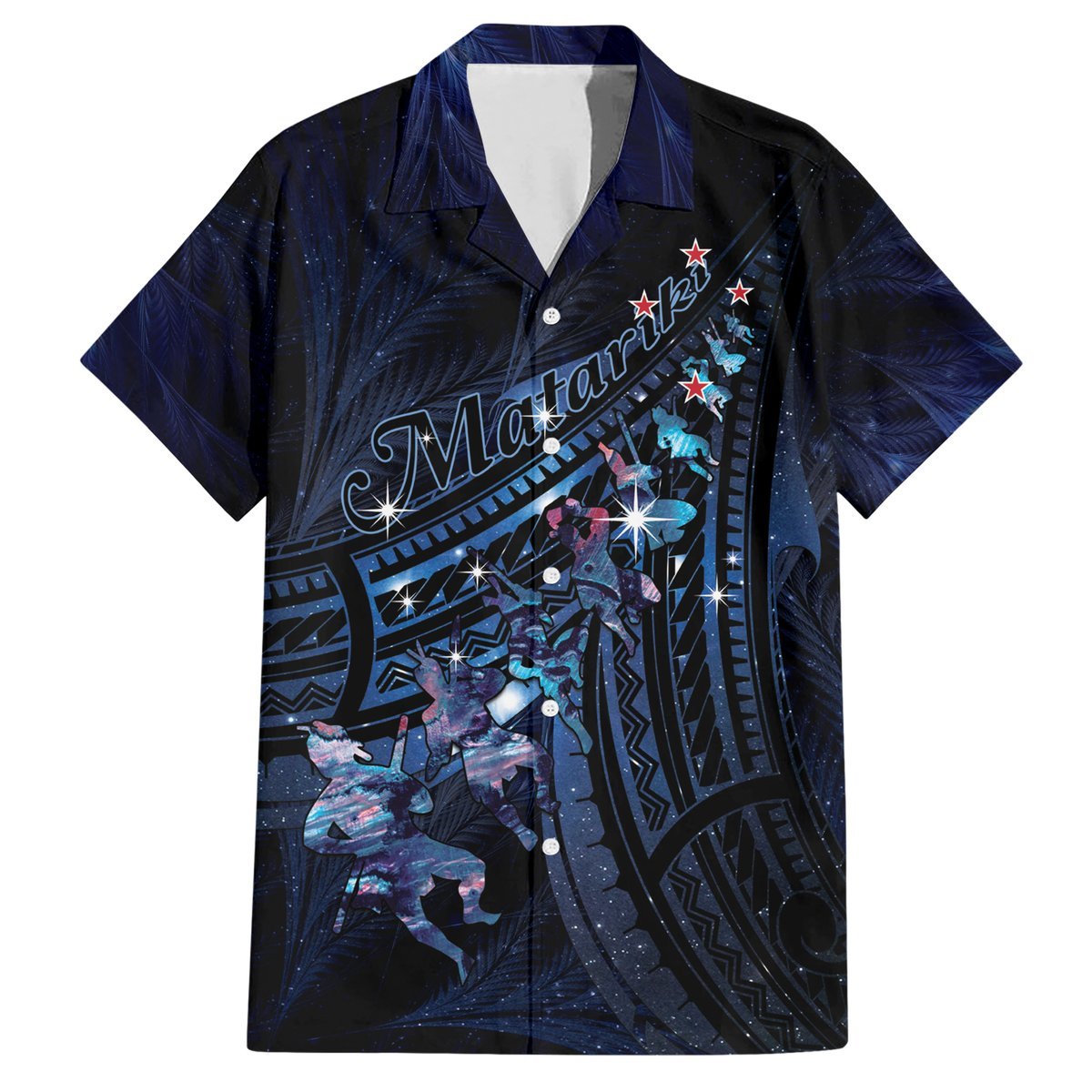 Personalised Matariki Paua Shell New Zealand Hawaiian Shirt Haka Dance At The Starry Night LT01 Black - Polynesian Pride