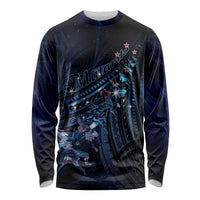 Personalised Matariki Paua Shell New Zealand Long Sleeve Shirt Haka Dance At The Starry Night LT01 Unisex Black - Polynesian Pride
