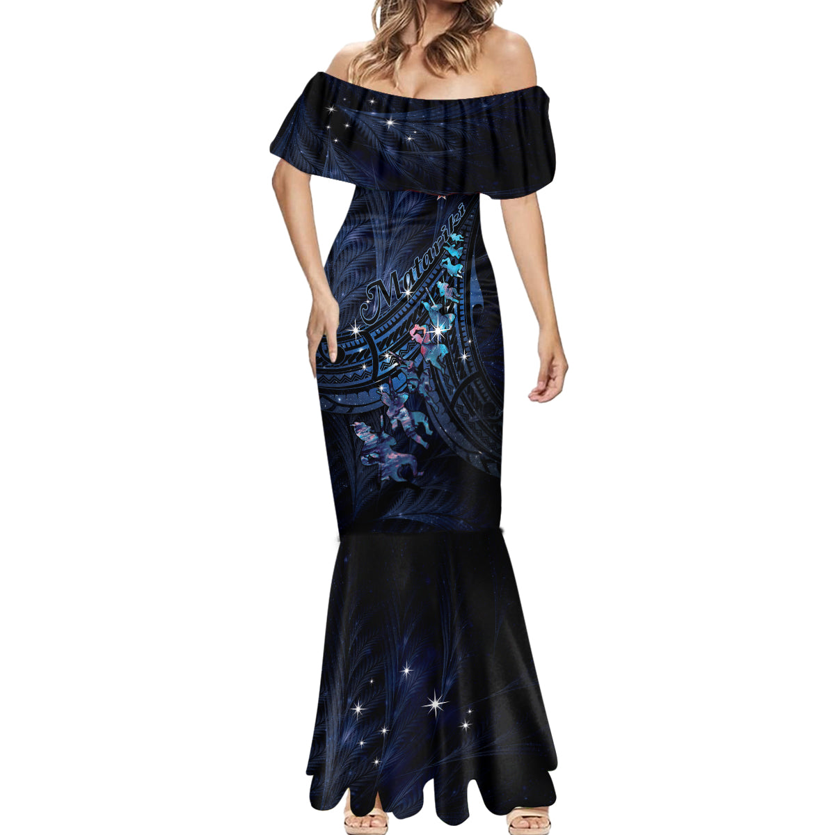 Personalised Matariki Paua Shell New Zealand Mermaid Dress Haka Dance At The Starry Night
