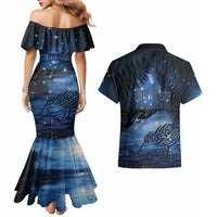 Personalised Matariki Kiwi Couples Matching Mermaid Dress and Hawaiian Shirt Silver Fern LT01 - Polynesian Pride
