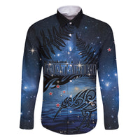 Personalised Matariki Kiwi Family Matching Long Sleeve Bodycon Dress and Hawaiian Shirt Silver Fern