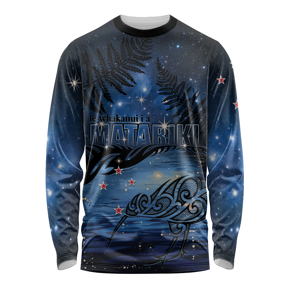 Personalised Matariki Kiwi Long Sleeve Shirt Silver Fern LT01 Unisex Black - Polynesian Pride