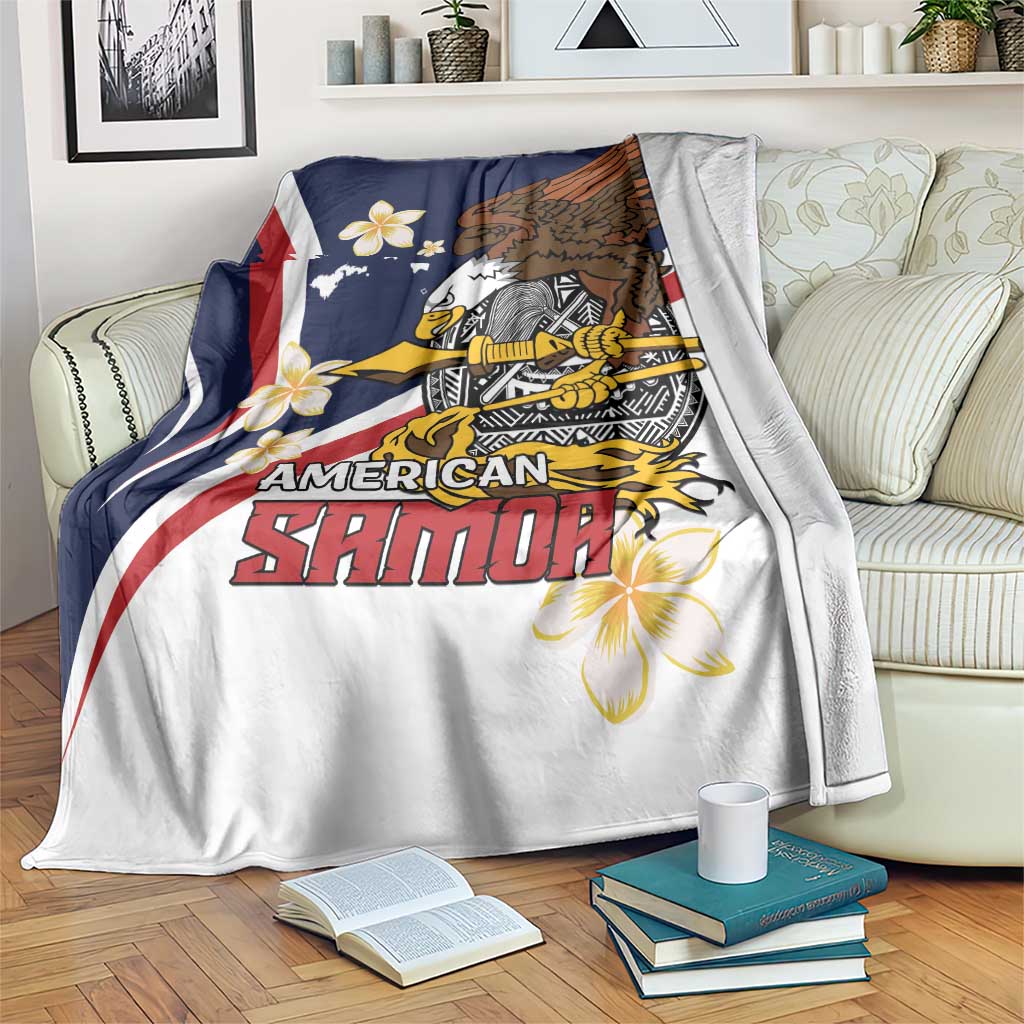 Personalized American Samoa Blanket Amerika Samoa Bald Eagle LT01 Blue - Polynesian Pride