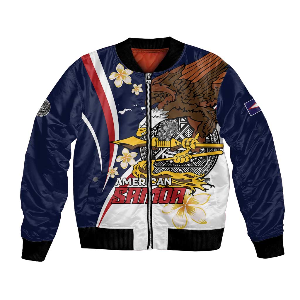 Personalized American Samoa Bomber Jacket Amerika Samoa Bald Eagle LT01 Unisex Blue - Polynesian Pride