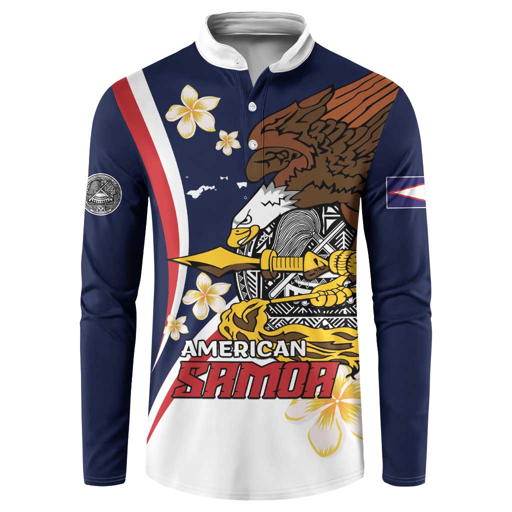 Personalized American Samoa Button Sweatshirt Amerika Samoa Bald Eagle LT01 Blue - Polynesian Pride