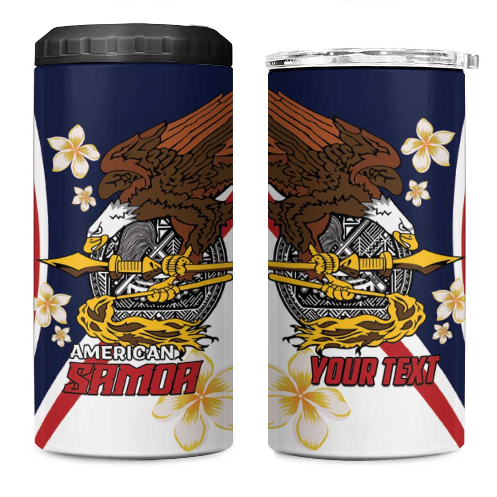 Personalized American Samoa 4 in 1 Can Cooler Tumbler Amerika Samoa Bald Eagle LT01 One Size: 16 oz Blue - Polynesian Pride
