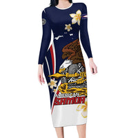 Personalized American Samoa Family Matching Long Sleeve Bodycon Dress and Hawaiian Shirt Amerika Samoa Bald Eagle
