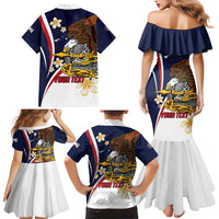 Personalized American Samoa Family Matching Mermaid Dress and Hawaiian Shirt Amerika Samoa Bald Eagle