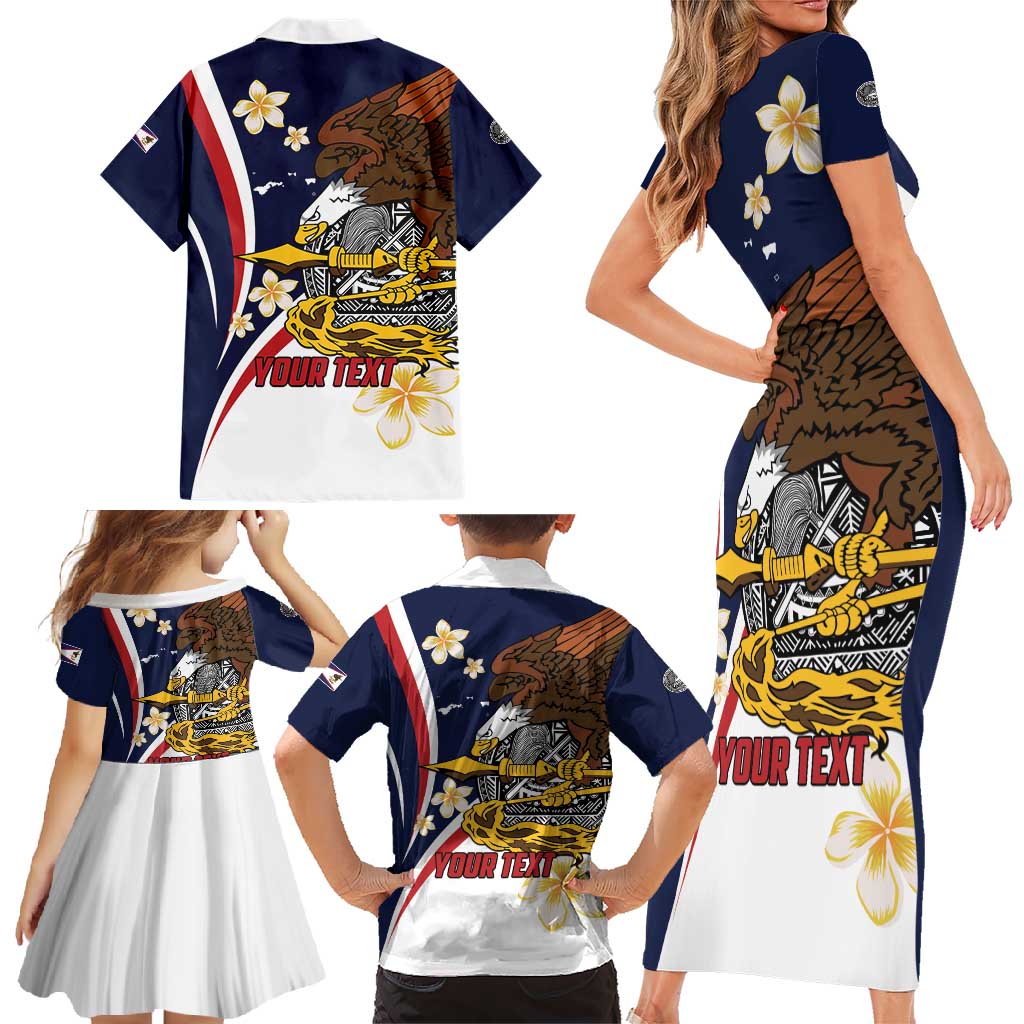Personalized American Samoa Family Matching Short Sleeve Bodycon Dress and Hawaiian Shirt Amerika Samoa Bald Eagle
