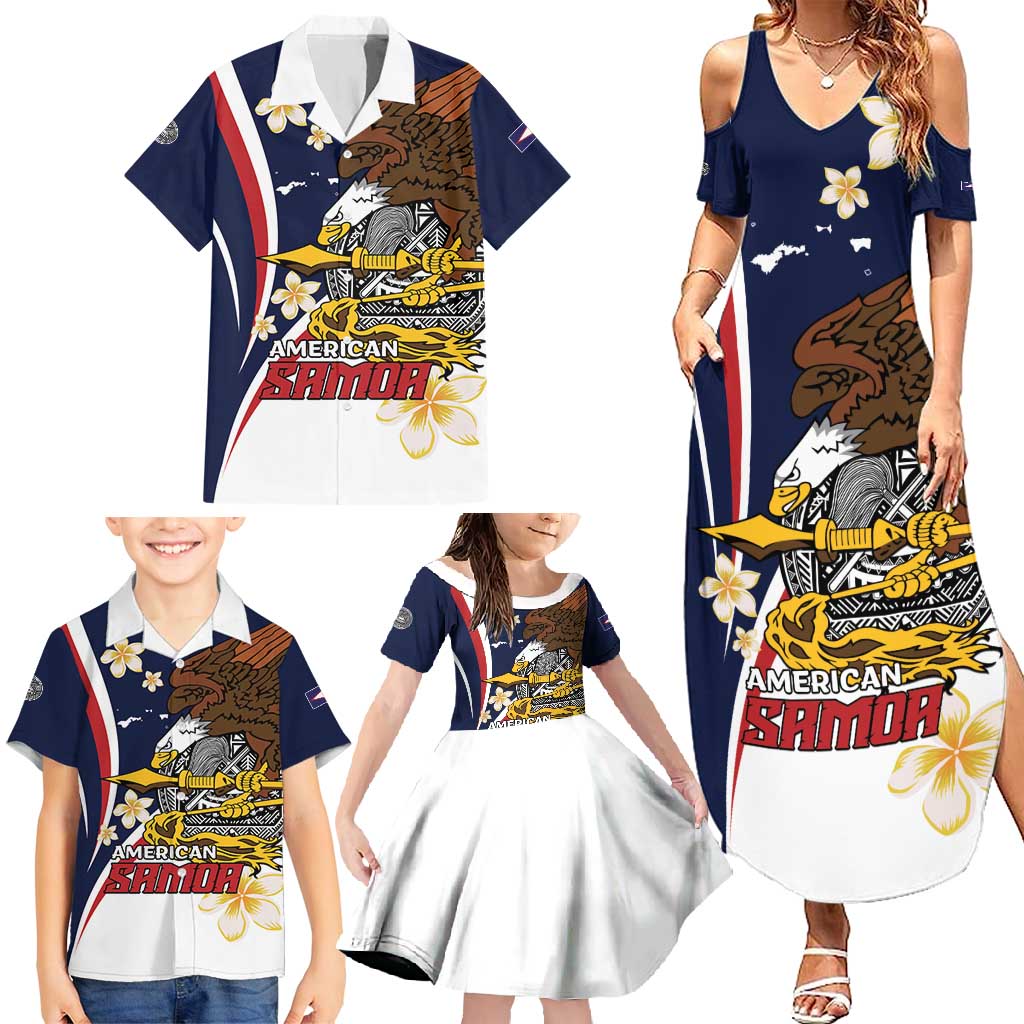 Personalized American Samoa Family Matching Summer Maxi Dress and Hawaiian Shirt Amerika Samoa Bald Eagle
