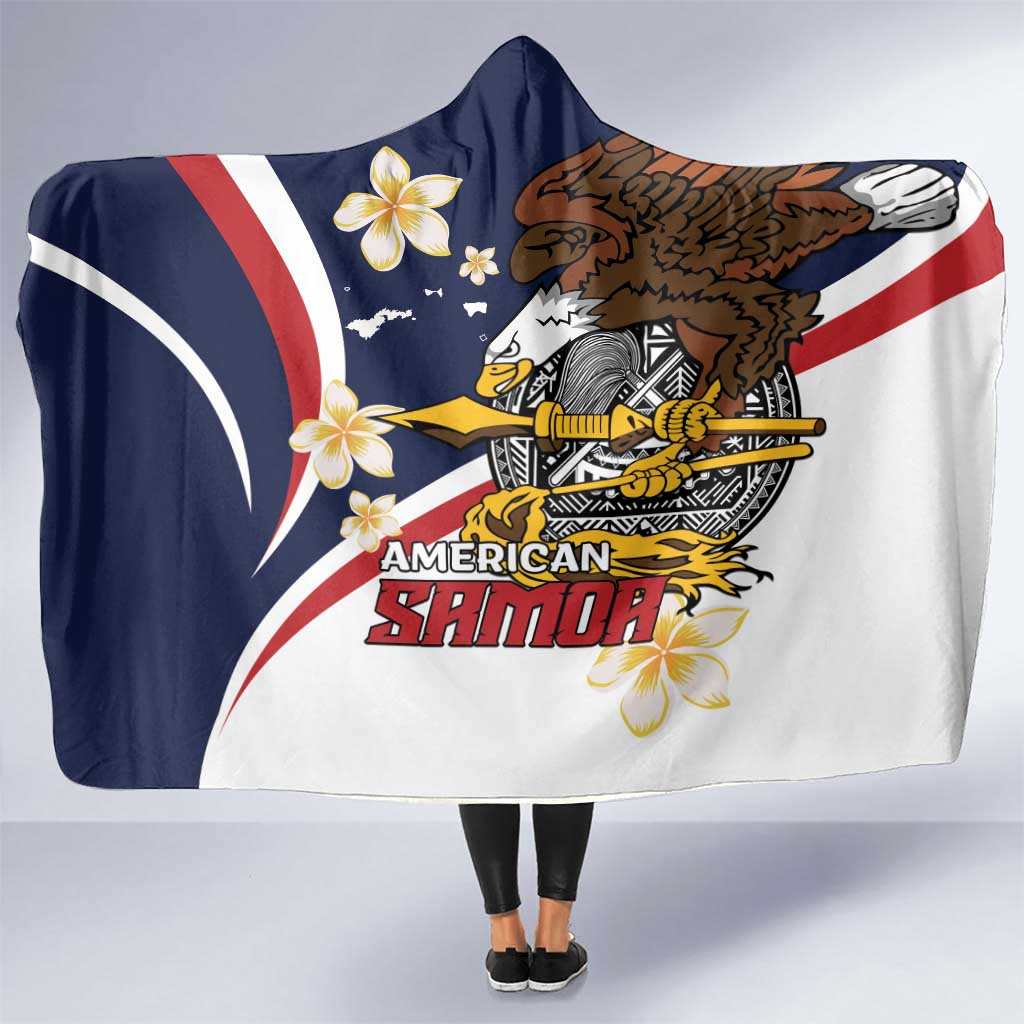 Personalized American Samoa Hooded Blanket Amerika Samoa Bald Eagle LT01 One Size Blue - Polynesian Pride