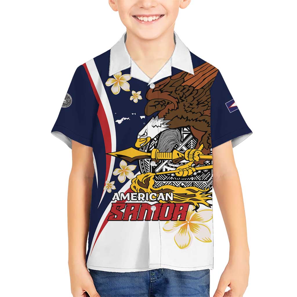 Personalized American Samoa Kid Hawaiian Shirt Amerika Samoa Bald Eagle LT01 Kid Blue - Polynesian Pride
