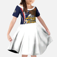 Personalized American Samoa Kid Short Sleeve Dress Amerika Samoa Bald Eagle