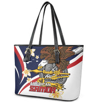 Personalized American Samoa Leather Tote Bag Amerika Samoa Bald Eagle