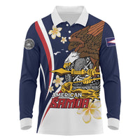 Personalized American Samoa Long Sleeve Polo Shirt Amerika Samoa Bald Eagle