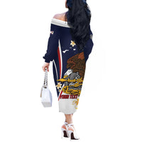 Personalized American Samoa Off The Shoulder Long Sleeve Dress Amerika Samoa Bald Eagle